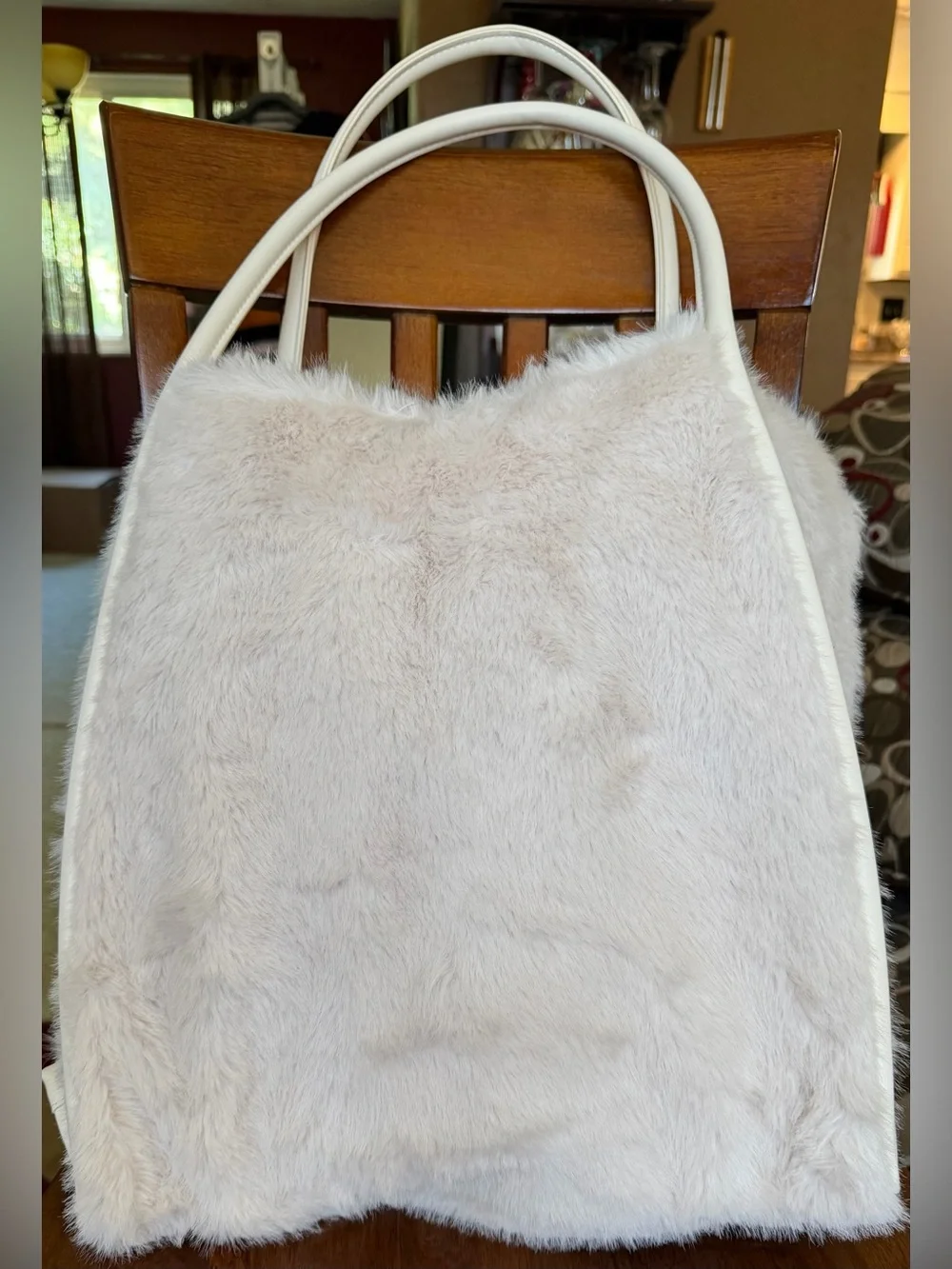 Victoria’s Secret NWT Ivory Faux Fur Tote Bag Y2K Winter Shoulder Purse
